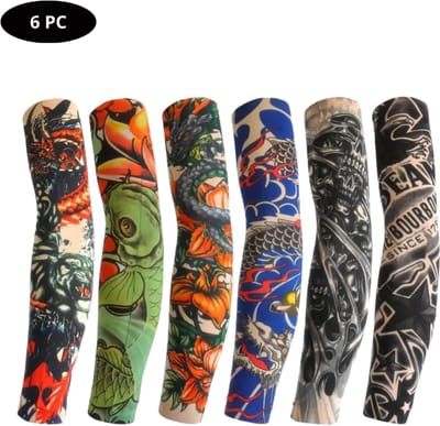 Nivard Tattoo Sleeve - Voor Volwassenen - Mouw - Tatoeage - Arm Warmer - Zonbescherming - UV Beschermend - 6 Stuks