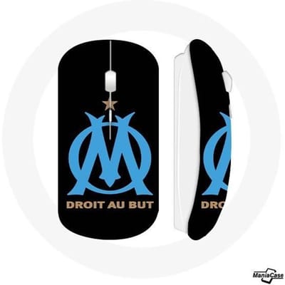 Souris sans fil - Olympique de Marseille - Logo - Noir - USB wifi - Compatible Mac et PC