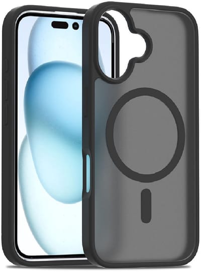 Ntech Hoesje Geschikt voor iPhone 17 Hoesje – Transparant Bumper Hoes Mat Zwart - Geschikt voor MagSafe – Slank & Schokbestendig