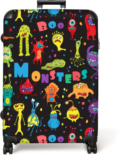 NoBoringSuitcases.com® - Koffer groot - Reiskoffer lichtgewicht - Monster - Kleuren - Kinderen - Ruimte - Rolkoffer met 4 wielen - Grote trolley XL - 98 liter bagage