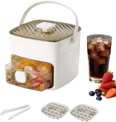 Ulisem - IJsblokjesmaker - 48 vakjes set met deksel, opbergbox en handvat - Perssysteem voor gemakkelijk lossen - BPA-vrij en scheurbestendig - Stapelbaar bespaart 50% ruimte - Voor whisky en cocktails - Voor thuis, feestjes en camper - Wit