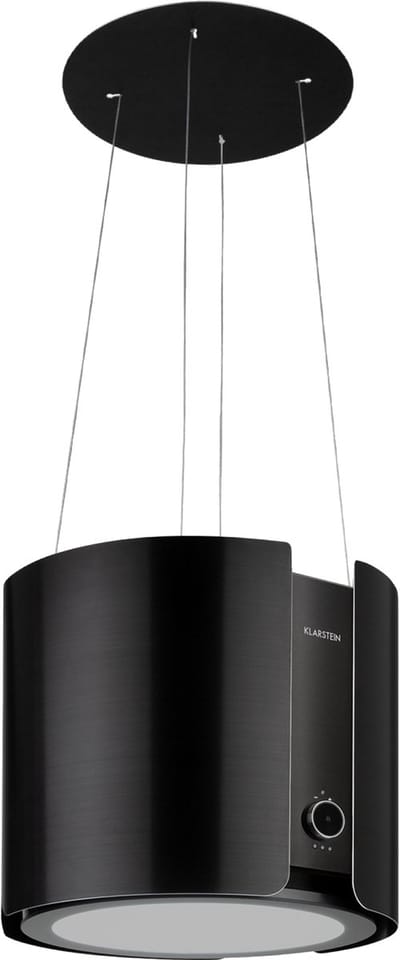 Klarstein Afzuigkap Skyfall Vrijhangende Afzuigkap, Afzuigkap Recirculatie/Afvoer, Gebarenbediening, 45 x 42 cm (ØxB), 413 m³/h, 200 W, 3 Standen, LED-Verlichting, Zwart - voor Keuken - Touch Koolstoffilter Vetfilter - Wit - Dampkap