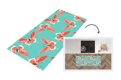 Keukenloper - Loper keuken - Vlinders - Roze - Patroon - 120x50 cm - Keukenloper vinyl