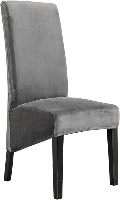 Verstelbare Velours Stoelhoezen voor Grote Eetstoelen, Wasbaar en Rekbaar, Grijs, Set van 4, Perfect voor Bescherming en Stijl