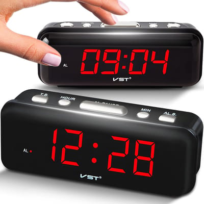 Dailygoods- Digitale Wekker Groot LED-Display - Alarm - Sluimerfunctie - Netvoeding - 24-Uurs Tijdformaat - Kunststof