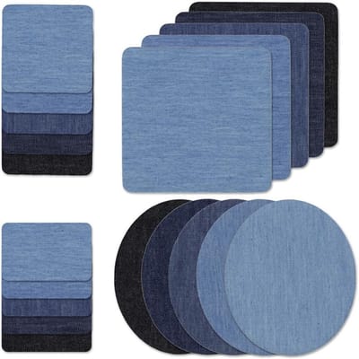 carmdering - Strijkapplicaties - Zelfklevende jeans patches - Reparatiedoek Opstrijkbaar- Luxe Set Jeans Reparatie Patches - 20 Delig Denim Strijkpatch Set - Kleding Accessoires voor DIY Broekherstel