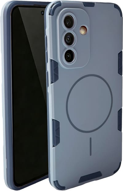 Casemania Hoesje Geschikt voor Samsung Galaxy A57 - Blauw - Matte Flex Armor Magnetische Shockbestendig Back Cover Geschikt voor MagSafe - Volledige Camera Bescherming