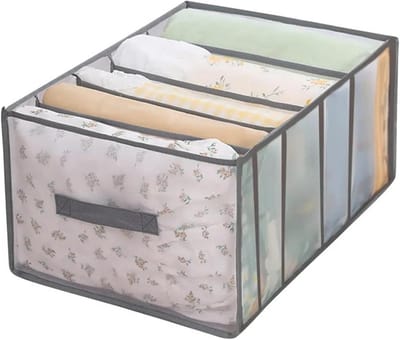 Opbergdozen Set - Beddengoed Organizer - Ruimte Besparen - 5 Georganiseerde Vakken - 44 x 33 x 22 cm - Grijs