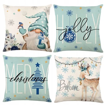 HomeDesign Serie - Vierkante Kerst Kussenhoezen - 45x45 cm - 4 Stuks - Decoratief