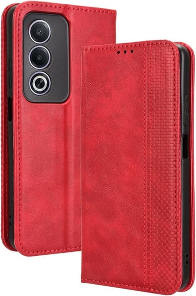 Coverup Hoesje - Geschikt voor OPPO A80 Hoesje - Coverup Vintage Style Book Case - Rood