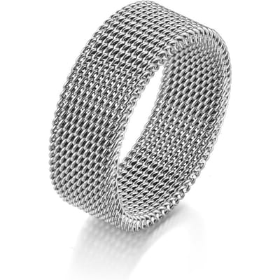 Klassieke Persoonlijkheid Goudkleurig Roestvrij Staal Uitgehold Gaas Koppelringen voor Vrouwen Mannen Eenvoudige Punk Sieraden Accessoires Cadeau 9 gray