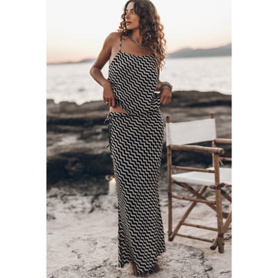 Mikuta The Striped Long Sheer Slip Skirt Beige Größe: S | Maxiröcke Outlet | Damen | Braun