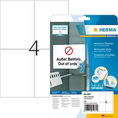 Herma etiketten nr. 5082, 105 x 148 mm, verwijderbaar, zelfklevend, papier, wit, 100 st.