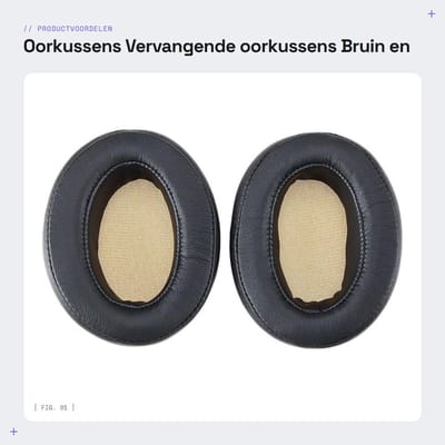 Dailygoods- Oorkussens Compatibel met Sennheiser Momentum 2.0 - Eiwit Lederen Pads - Foam Vulling - Zwart/Bruin - 9.2x7.2x2.4cm - Oortelefoonpads