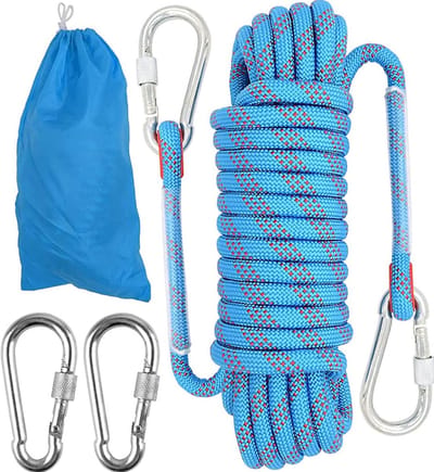 Dynamisch 10 mm klimtouw - nylon statisch klimtouw voor reddingsoperaties, outdoor activiteiten en abseilen met 2 karabiners