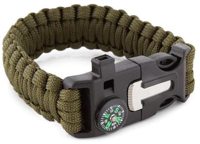 Scoby - Overlevingsarmband - Paracord armband - Noodarmband - Survival Bracelet - Outdoor gebruik - 4-in-1 - Groen