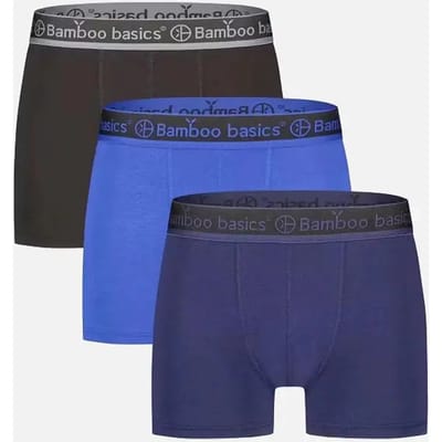 Bamboo Basics Heren Bamboe Trunk Boxershorts Liam (3-pack) - Zwart, Blauw & Navy - Ondergoed Heren - Boxershort Heren Korte pijp - Maat S