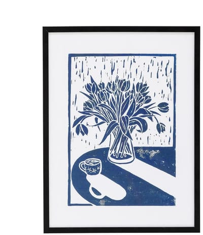 Bloomingville Wanddecoratie hout zwart Tulips 32x42cm