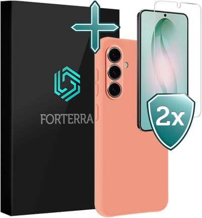 Hoesje Met 2x Screenprotector - Geschikt voor Samsung Galaxy S26 - Sterk & Shockproof - Telefoon Hoes - Back Cover - Siliconen Case - Perzik