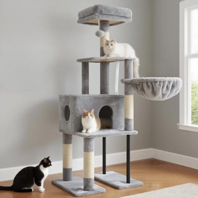 Famanu - Grote kattenboom met comfortabel platform, luxe krabpaal voor meerdere katten