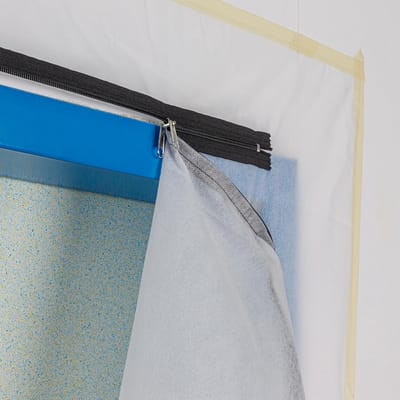 Stofdeur Bescherming - Bouwstofscherm Deur - Stofvrij Werken - Zelfklevende Afsluiting - 2.2x1.1 Meter - Grijs