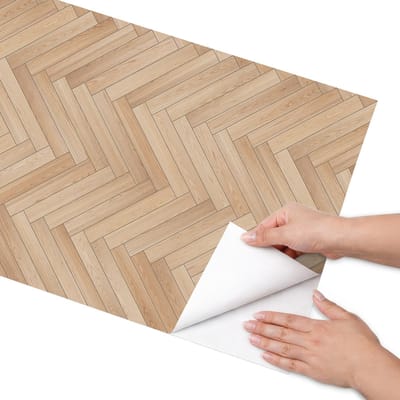 Coloray Meubel Wrap Folie - Beige Meubelfolie - 50x100 cm - Decoratiefolie Zelfklevend Houten visgraatmotief - Meubelfolie Zelfklevend - Scandinavisch Meubelfolie - Wrapfolie Keuken - Wanddecoratie - Texturen