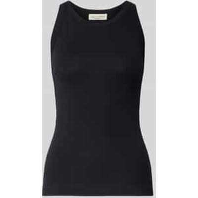 Shaped fit tanktop van geribde jersey met ronde hals