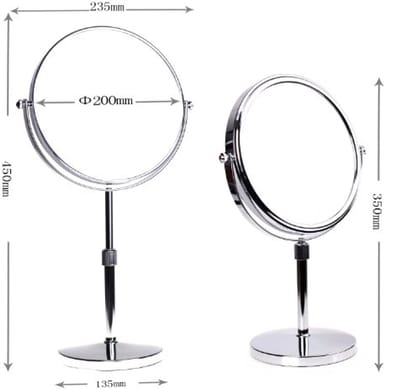 Hoogte Verstelbare Badkamerspiegel met 5x Vergroting - Vrijstaand Cosmetische Spiegel voor Make-up en Scheren