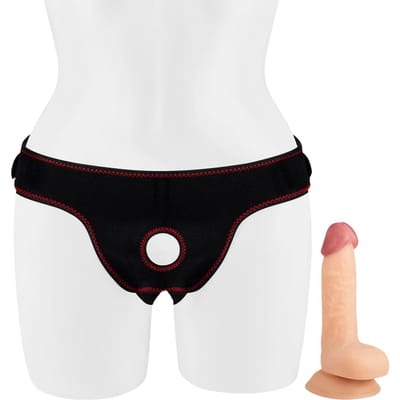 Lovetoy Easy Strap-on Set met dildo van 18 cm - lichte beige