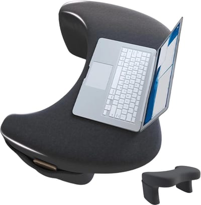 Laptopkussen Dienblad - Werktablet Schoot - Werken Lezen Gamen - Met Handige Zakken - 45x15x15 cm - Grijs