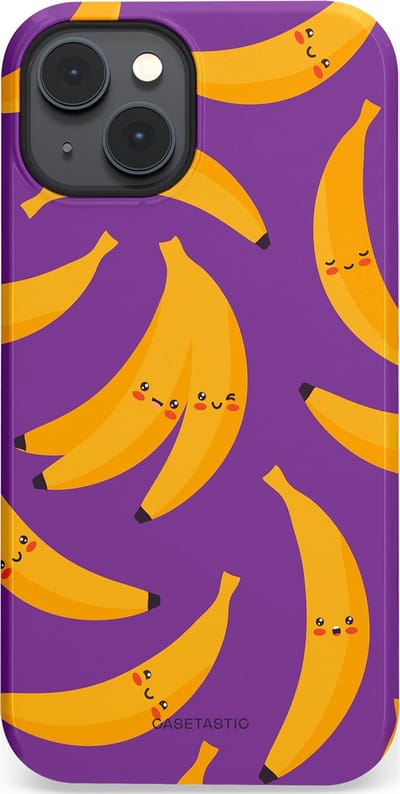Casetastic Hoesje Geschikt voor Apple iPhone 14 Plus Magsafe - Stijlvolle Beschermende Duo-layer Case - Kawaii Bananen