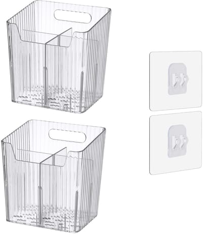 Dailygoods- Organizer - Duurzaam - Opbergdoos met vakjes - Organizer badkamer - Organizer keuken - Transparant - 11 x 9 x 11,5 cm