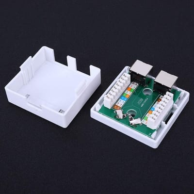 Netwerk Montagedoos - Wandconnector Adapter - Netwerk Uitbreiding - Flexibele Hoeken - 2 Poorts - Wit