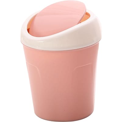Bureauprullenbak Plastic Multifunctionele Kleine Bureau Aanrecht Afvalbak met Klapdeksel voor Thuis roze