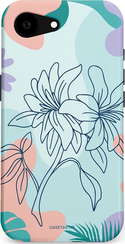 Casetastic Hoesje Geschikt voor Apple iPhone 16e Magsafe - Stijlvolle Beschermende Duo-layer Case - Mint Bloemprint