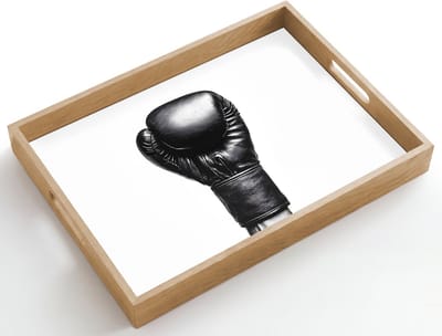 Dienblad hout 50x35 cm - Schootdienblad - Bokshandschoen - Zwart - Hand - Borrelplank rechthoek - Plateau dienbladen