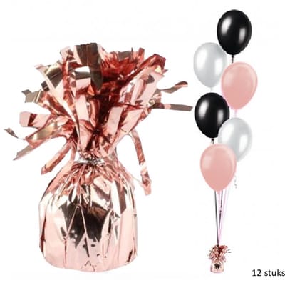 12 stuks Ballon gewicht folie rosé goud - 180gr.