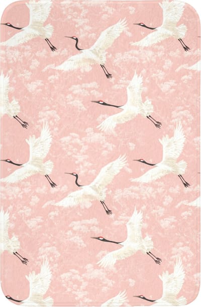 WC mat 40x60 cm - Antislip - Kraanvogels - Bloesem - Roze - Toiletmat - Vloermat - Douchemat - Toilet tapijt - Toiletmatten
