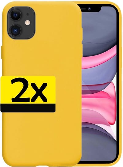 Hoesje - 2 Stuks - Geschikt voor Apple iPhone 11 - Sterk & Shockproof - Case Siliconen - Back Cover - Telefoon Hoes - Telefoonhoesjes - Geel