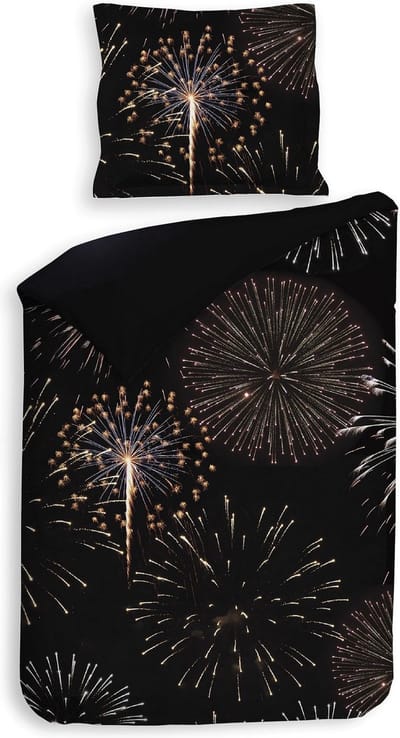 Heckettlane Dekbedovertrek Amira - Bedlinnen met Stad print - 140x220 - Zwart - Dekbedhoes van 100% Katoen-Twill