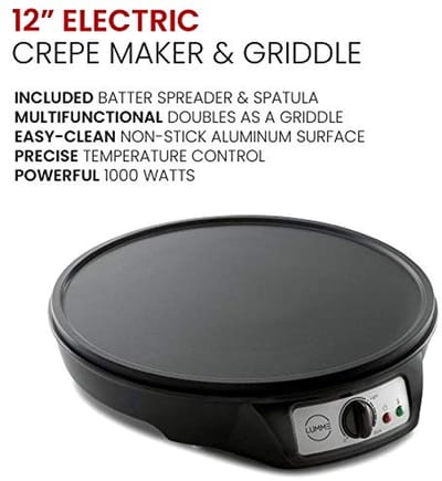 Crepe Maker met Antiaanbaklaag en Instelbare Temperatuur – Ideaal voor Crêpes, Pannenkoeken en Meer