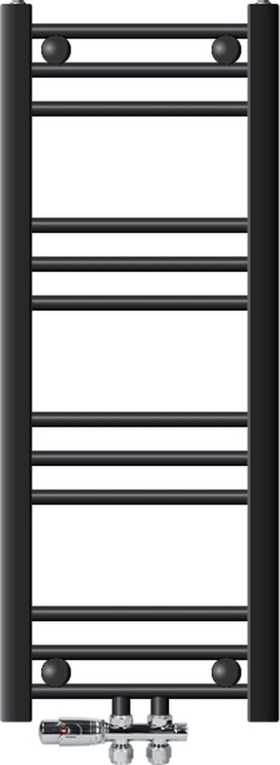 Badkamer radiator middenaansluiting 300x800 mm antraciet recht met onderaansluitset LuxeBath