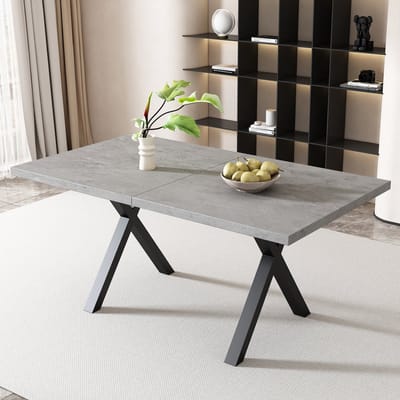 Sweiko Eettafel - X-pootontwerp - Rechthoekig - Minimalistische stijl - 140 x 80 x 76 cm - Grijs + Zwart