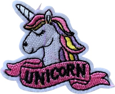Unicorn - Eenhoorn - Carnaval - Wit Roze strijkapplicatie strijk embleem - patch - patches - stof & strijk applicatie 4 x 3 cm
