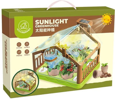 DIY Plantenkas Bouwpakket – Mini Kweekkas met Verlichting & Irrigatiesysteem – 6 Soorten Zaadjes – Incl. Potjes, Grond & Batterijen – Cadeau voor Kinderen & Volwassenen