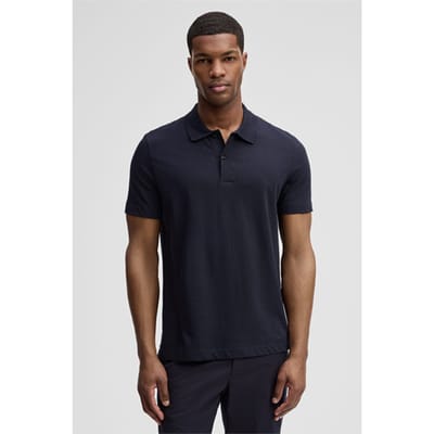 Poloshirt Lino met linnenaandeel, marineblauw