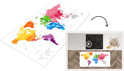 Keukenloper - Loper keuken - Wereldkaart Kinderen - Kleuren - Tekst - 120x60 cm - Keukenloper vinyl