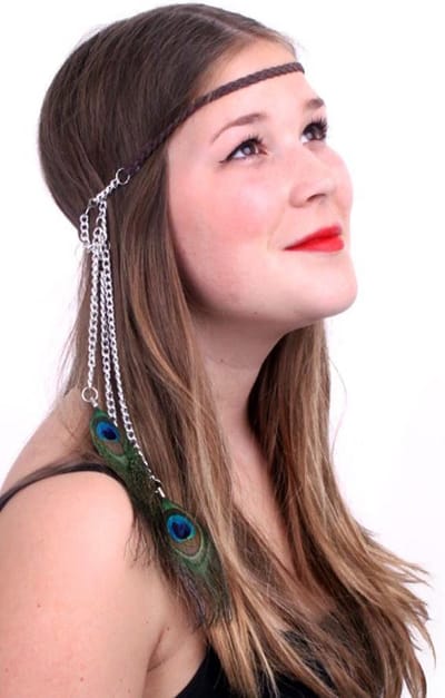 Hoofdband met pauwveren
