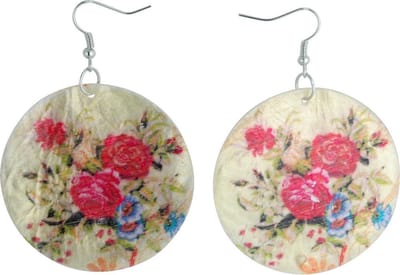 Behave - Oorbellen - Boho Schelpen Oorhangers met Rozenmotief - 5 cm doorsnede