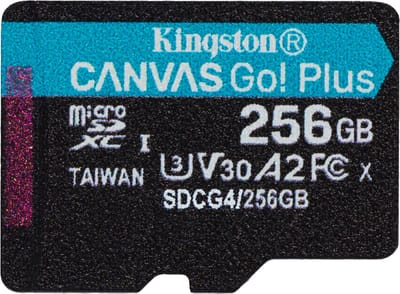Kingston Technology 256GB microSDXC Canvas Go! Plus Gen4 200R A2 U3 enkel pakket zonder adapter